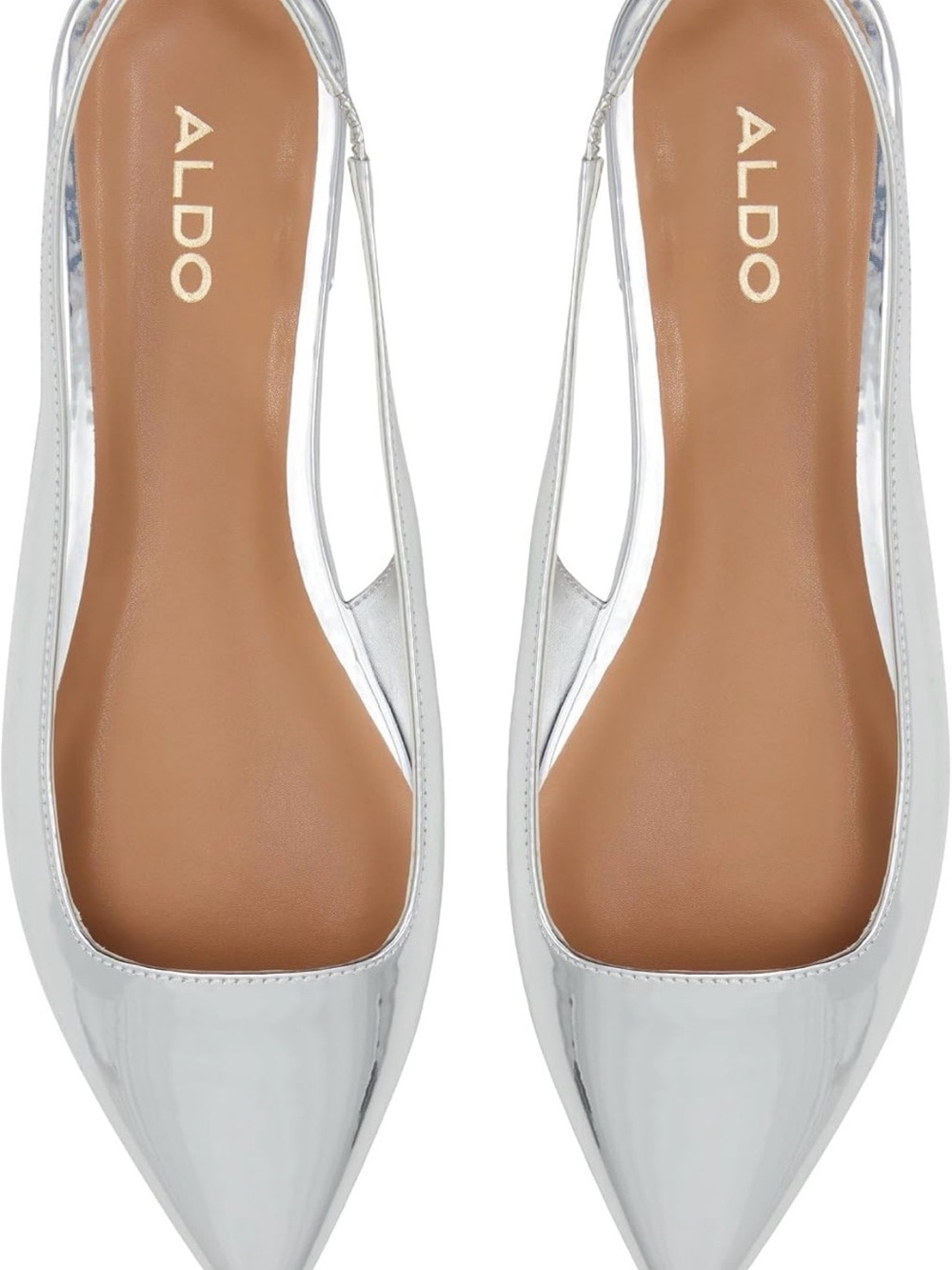 Aldo Silver Pointed Slingback Flats